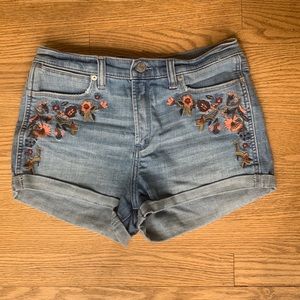 A&F Embroidered Denim Shorts